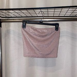 Sparkled light pink strapless tube top